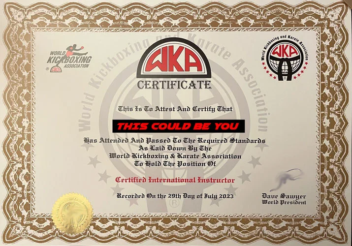 WKA Certified International Instructor Certificate