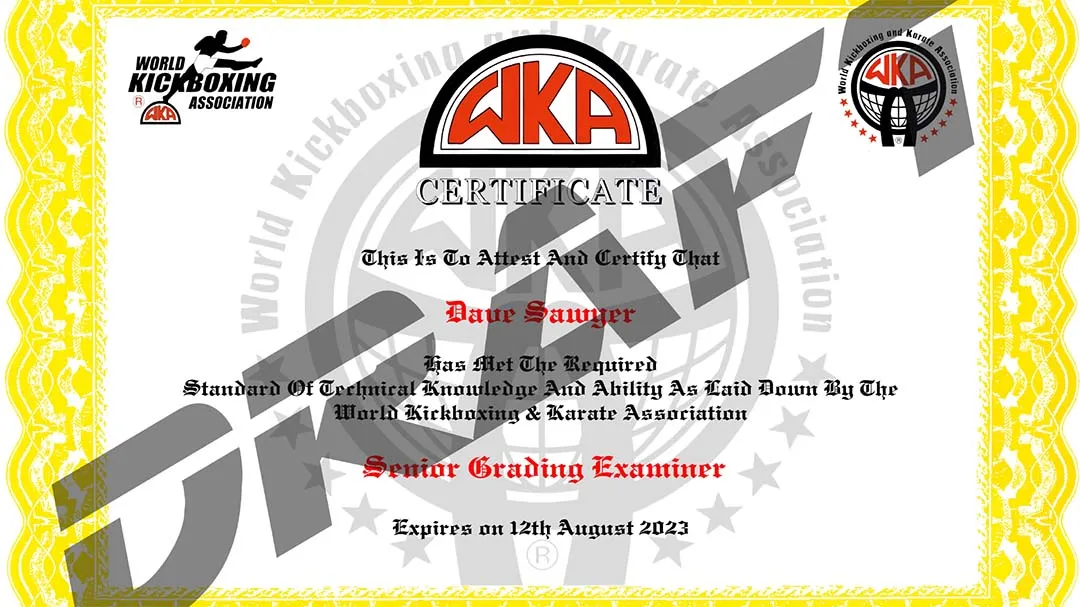 WKA Grading Examiners Certificate